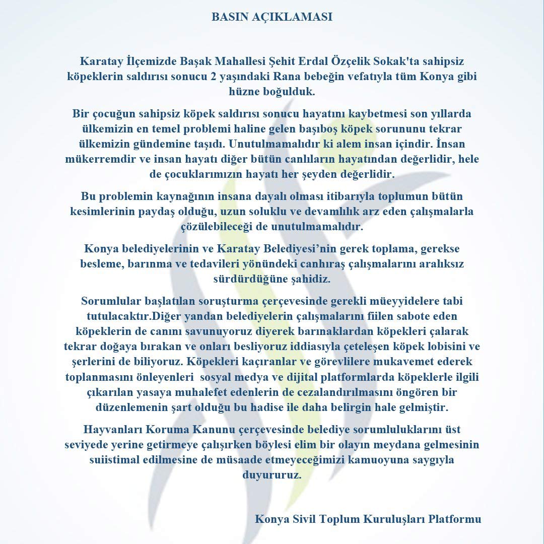 Başıboş köpekler hakkında basın açıklaması yapıldı || Konya STK Platformu